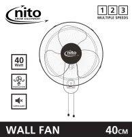 NITO Wandventilator 40 cm mit Schnur 40 W oszilierend